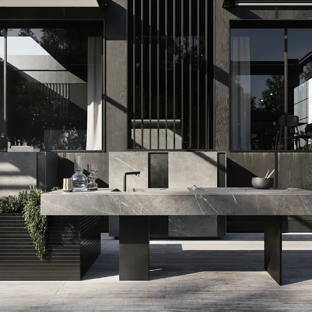 Cucina Design per esterno in pietra e acciaio Project 05 di Modulnova