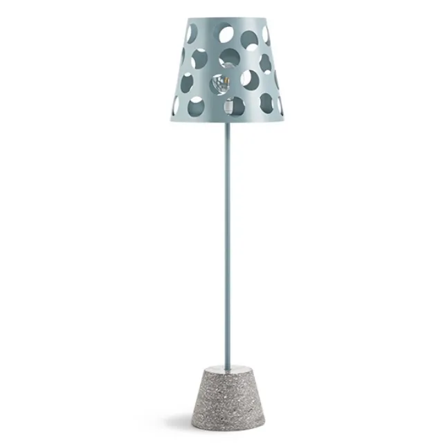 Lampada da terra con colonna e diffusore in metallo verniciato e base in cemento Bolle di Midj