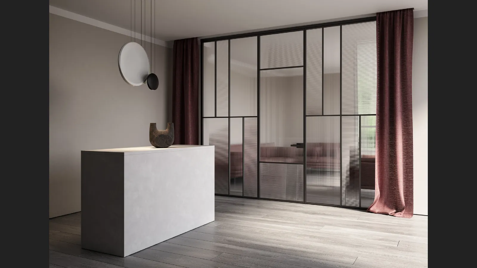 Porta battente per interni in vetro con telaio in alluminio Celine di Albed