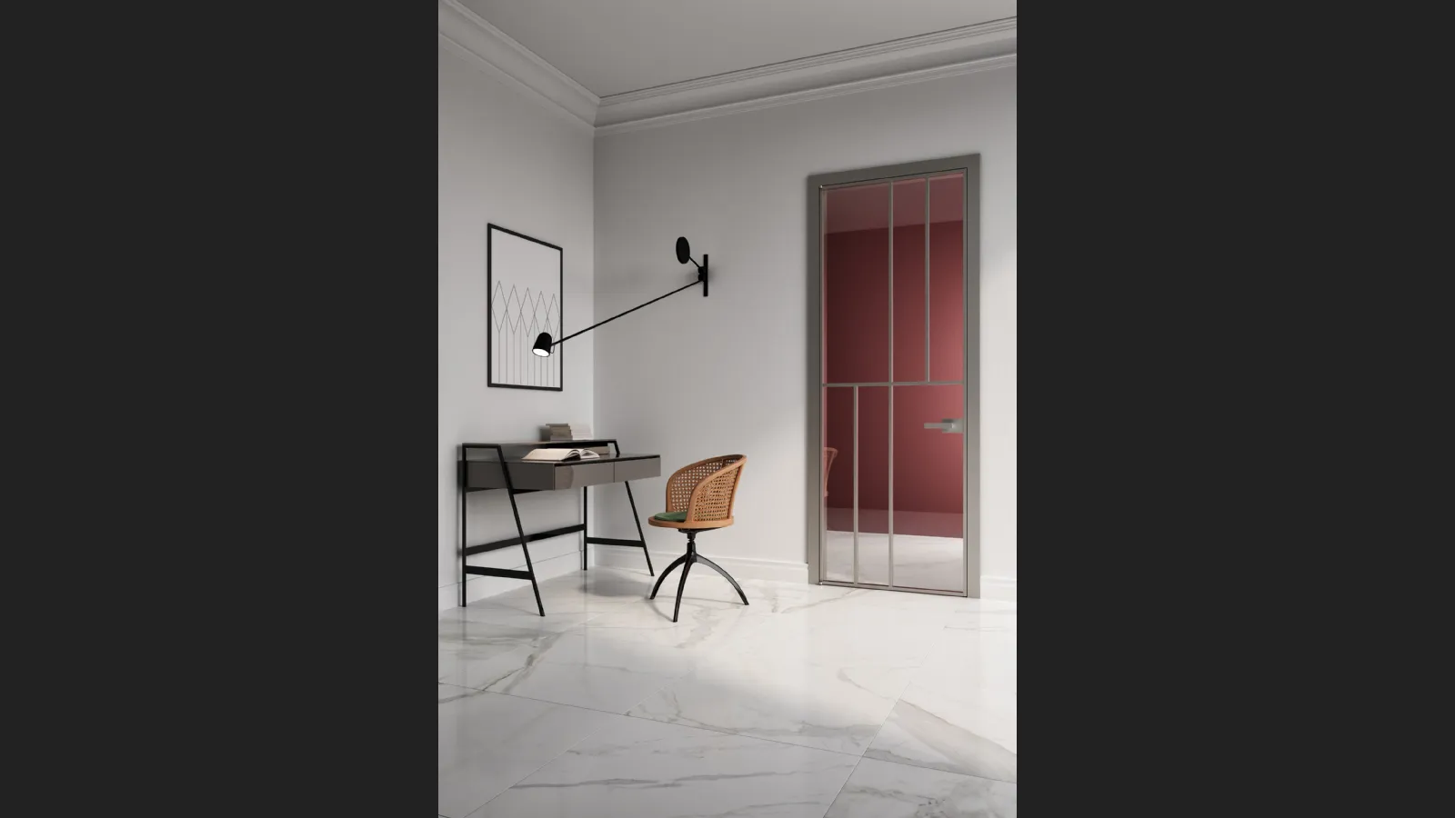 Porta battente per interni in vetro con telaio in alluminio Celine di Albed