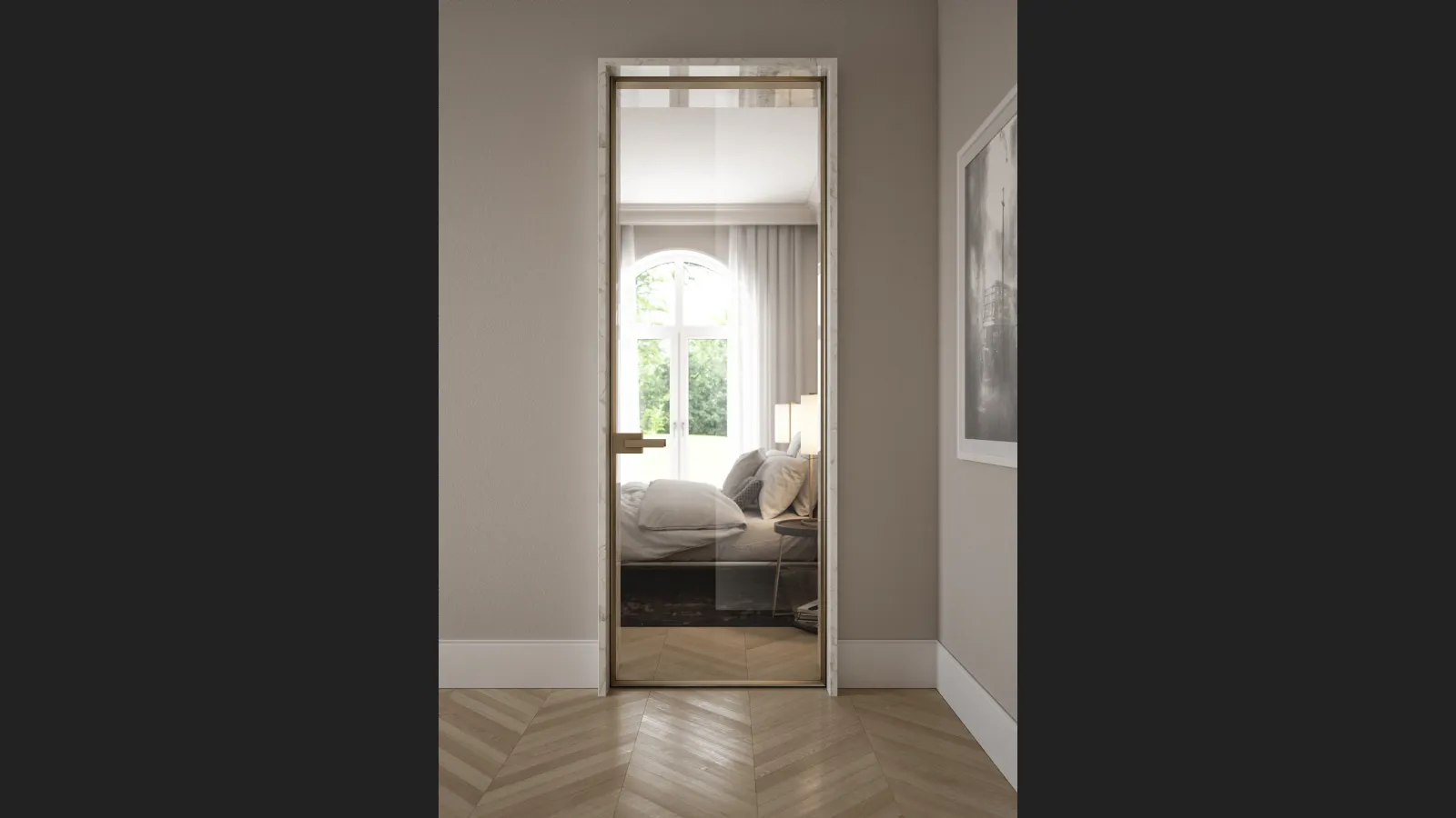 Porta per interni in vetro trasparente con telaio in alluminio Entre Deux di Albed
