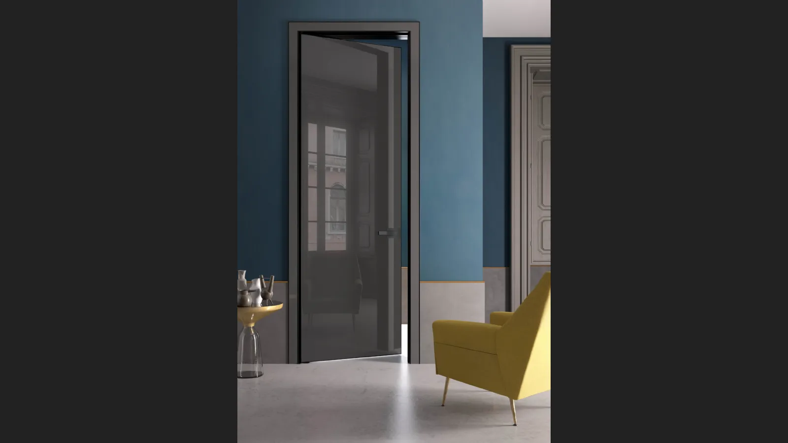 Porta per interni Ri Trait in Vetro con telaio in alluminio di Albed