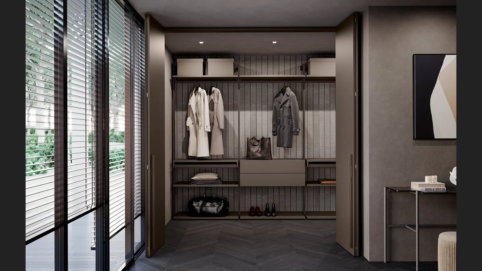 Cabina Armadio Loft in laccato Fango opaco di Olivieri