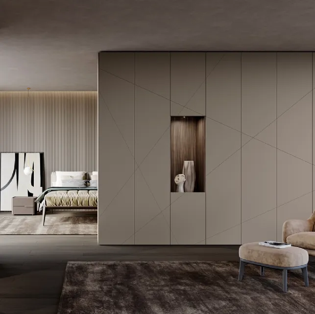 Armadio Decor Shanghai con ante battenti in laccato Nocciola di Olivieri