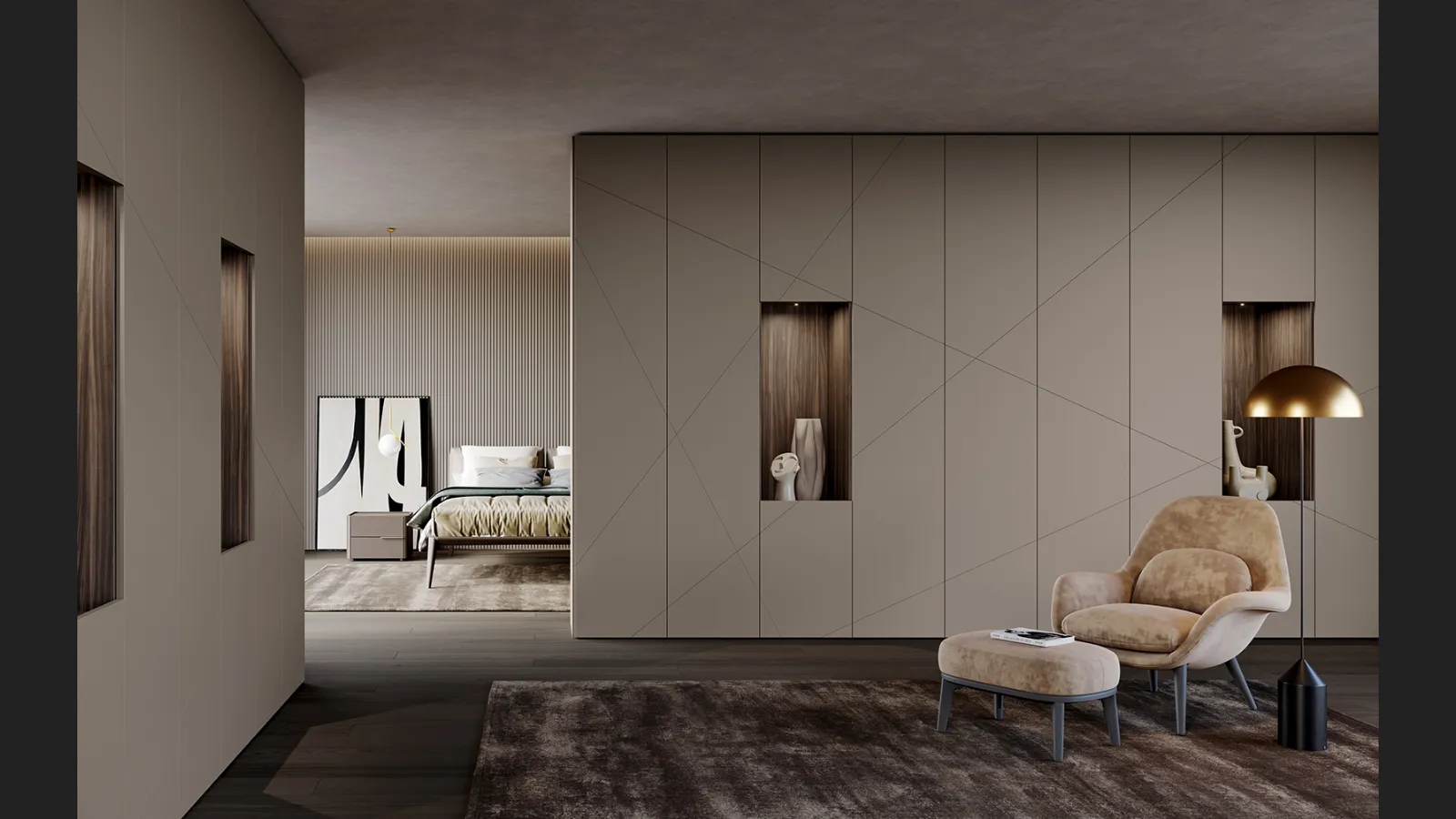 Armadio Decor Shanghai con ante battenti in laccato Nocciola di Olivieri