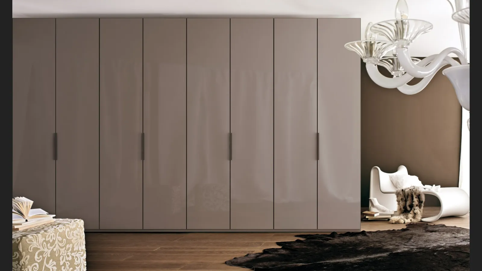 Armadio con ante battenti Glass in Vetro Laccato di Olivieri
