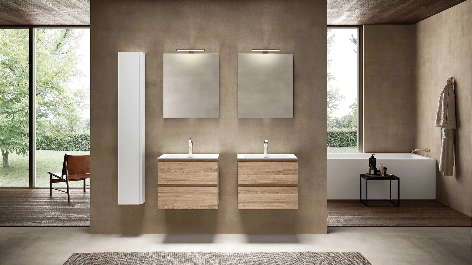 Mobile da Bagno sospeso Block System Syntesi C28 di Baxar