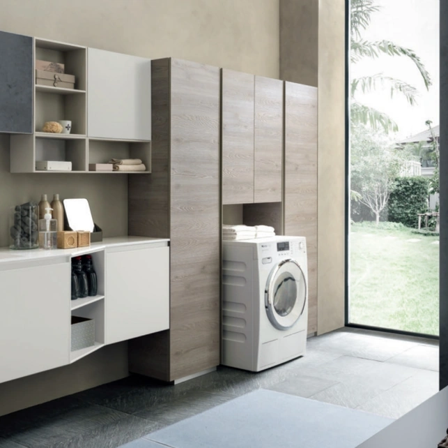 Mobile da Lavanderia Laundry System C07 in laccato opaco e melaminico di Baxar