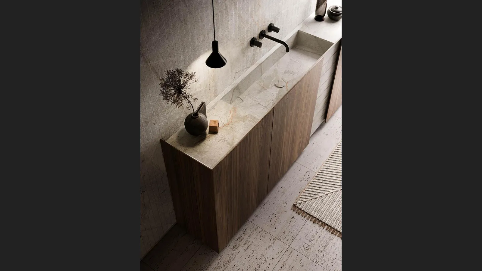 Mobile da Bagno Yacht in noce e marmo di Modulnova bagni