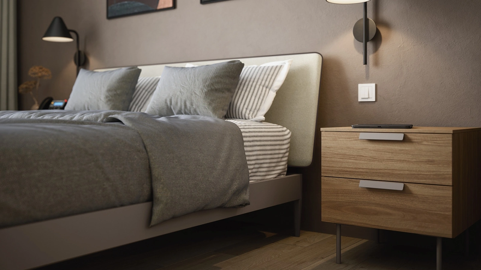 Comodino Praga in melaminico Noce Naturale Cinquanta3