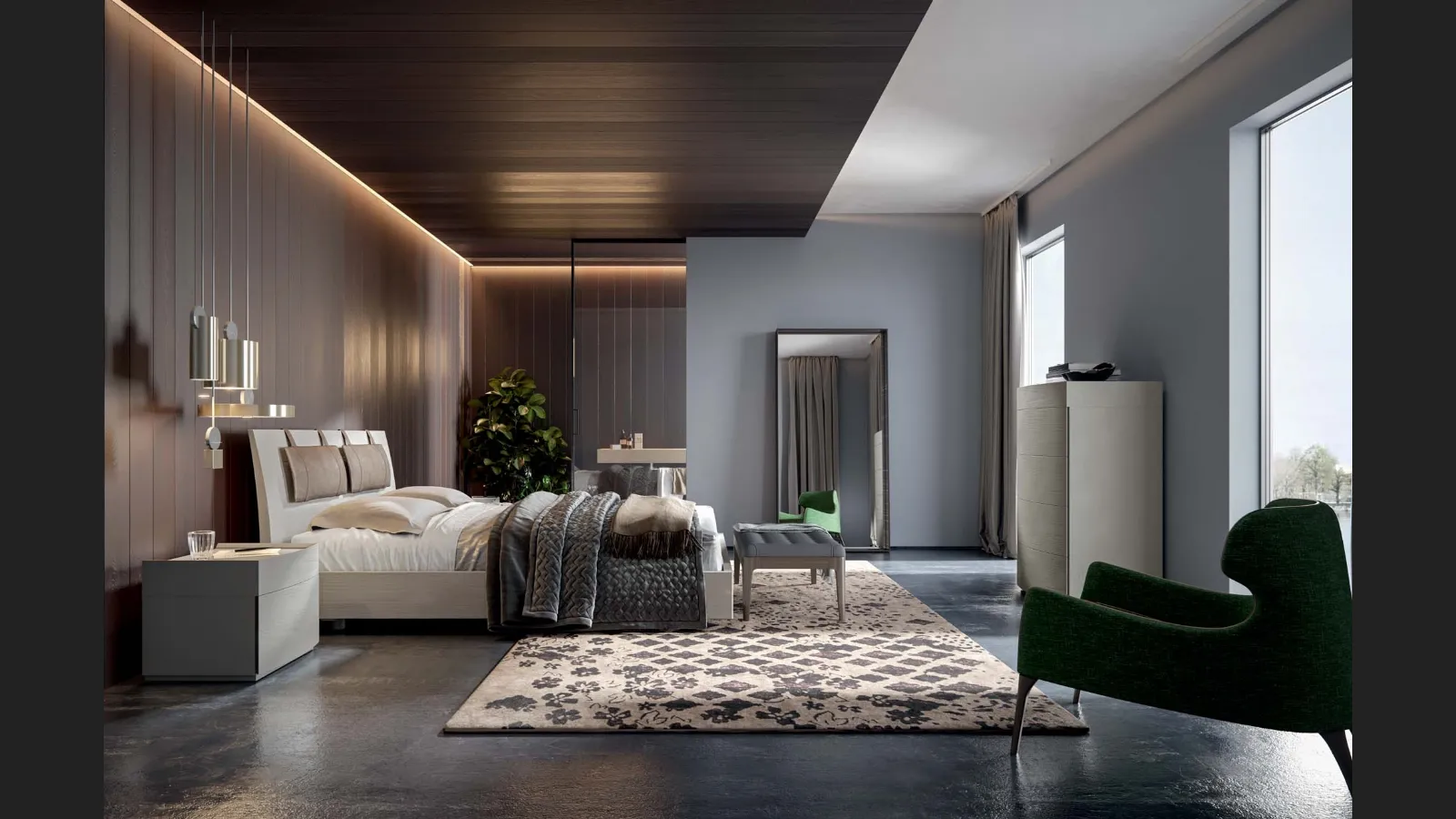 Letto contenitore Movi in frassino laccato corda di Veneran