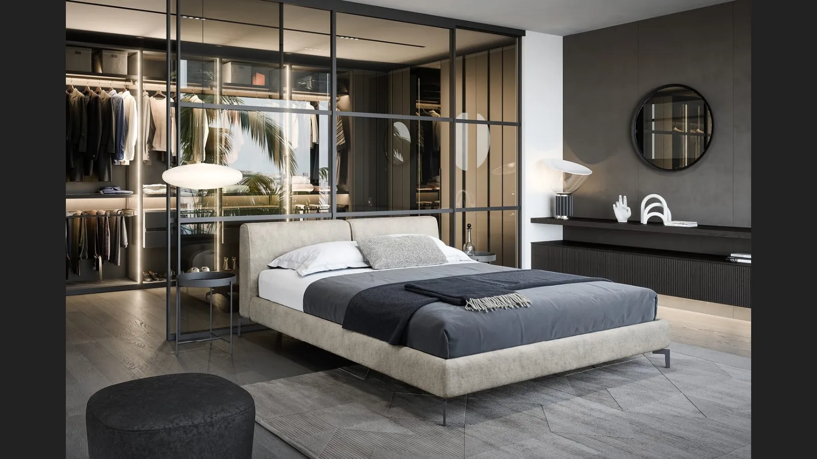 Letto in tessuto imbottito Margot di Novamobili