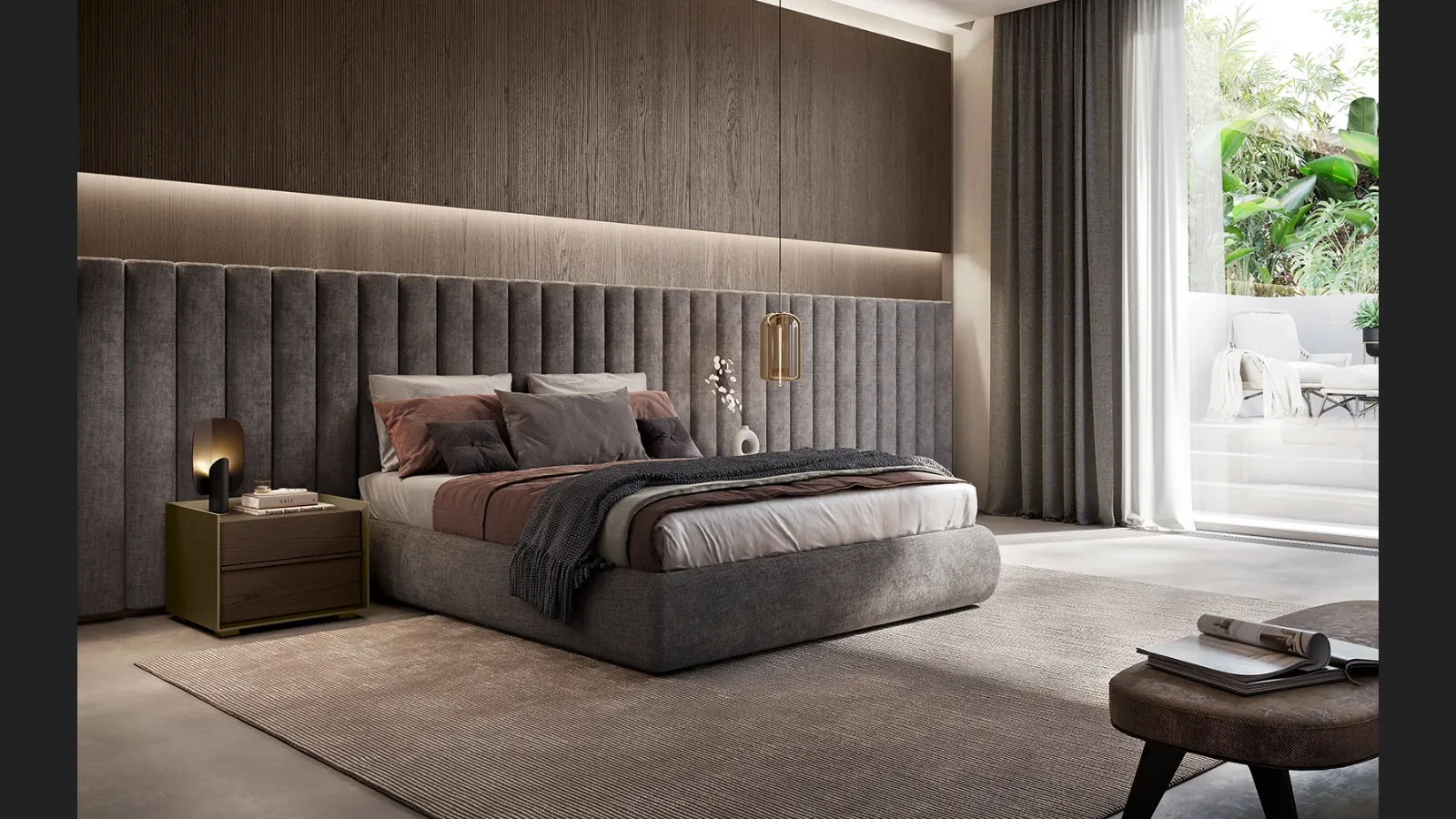 Letto matrimoniale Dress Code in velluto di Olivieri