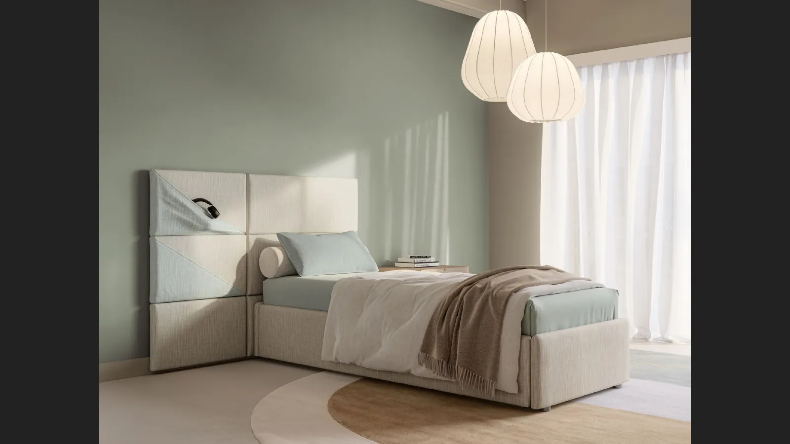 Letto singolo con box contenitore Boiserie Marlene di Twils