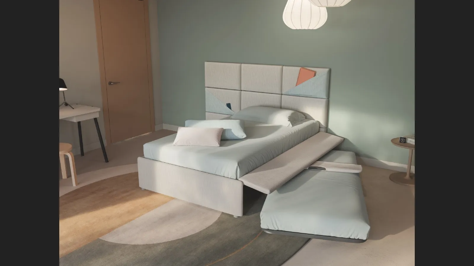Letto singolo con letto estraibile Boiserie Marlene di Twils
