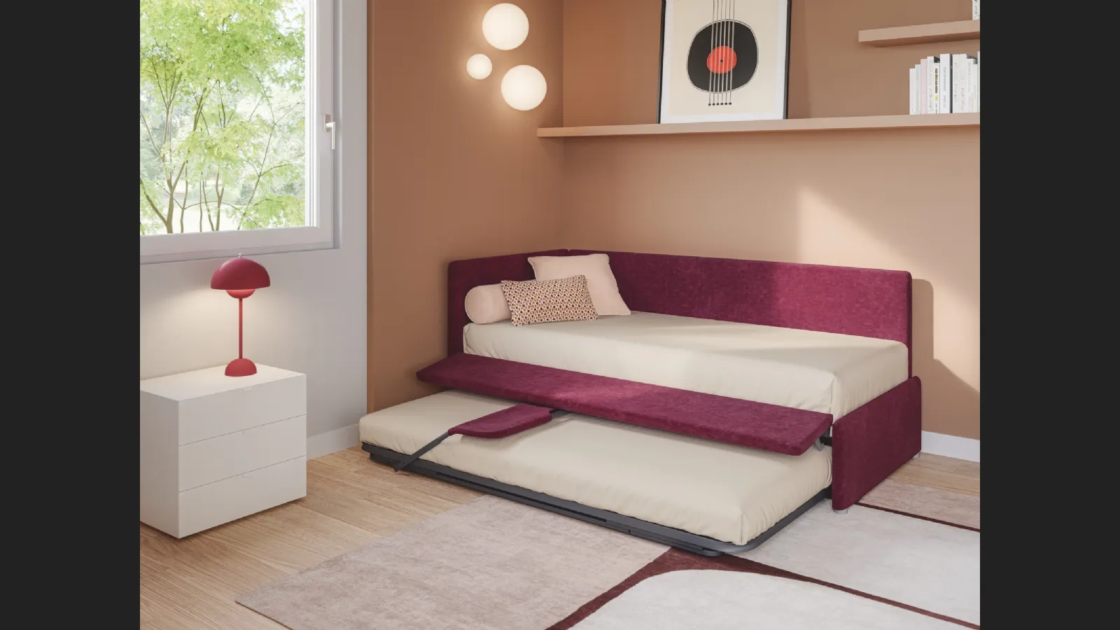 Daybed singolo con letto estraibile Maya di Twils