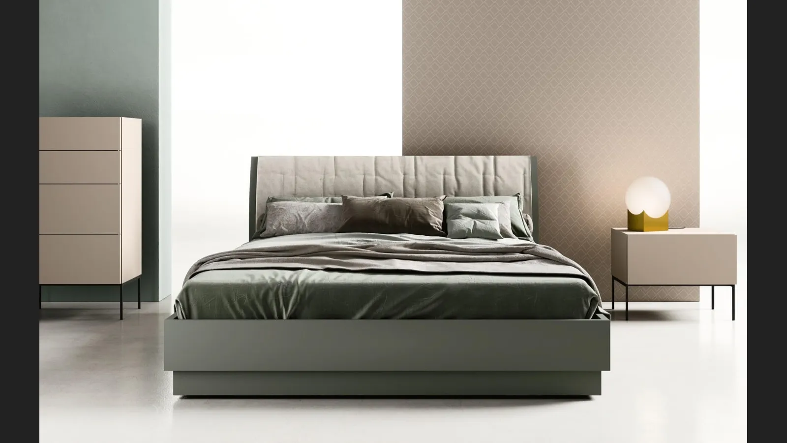 Letto Bent con testiera di Zalf
