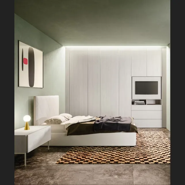 Letto con testiera in tessuto imbottito Icon Big di Zalf