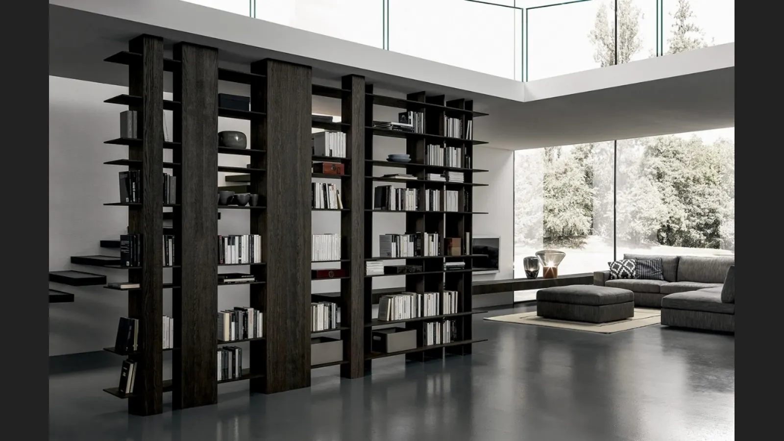 Libreria divisoria Blade 01 in Rovere Carbone di Modulnova