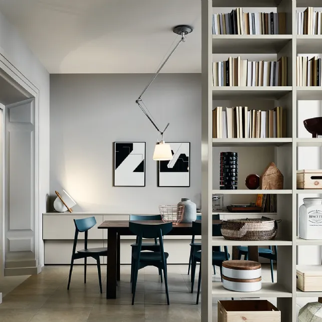 Libreria divisoria Living in laccato opaco Silk Grigio Tortora di Veneta Cucine