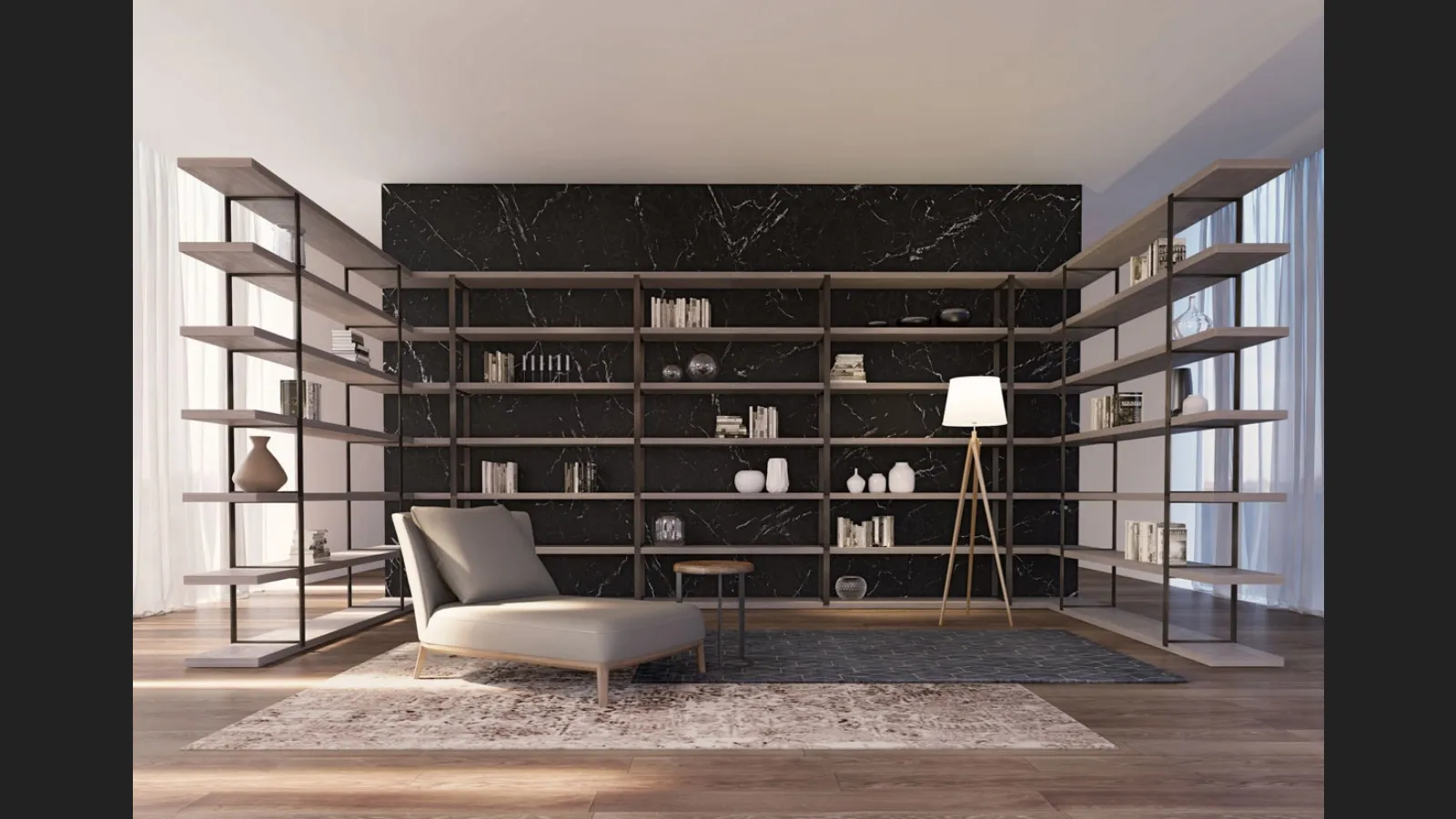 Libreria angolare divisoria componibile New York di Olivieri