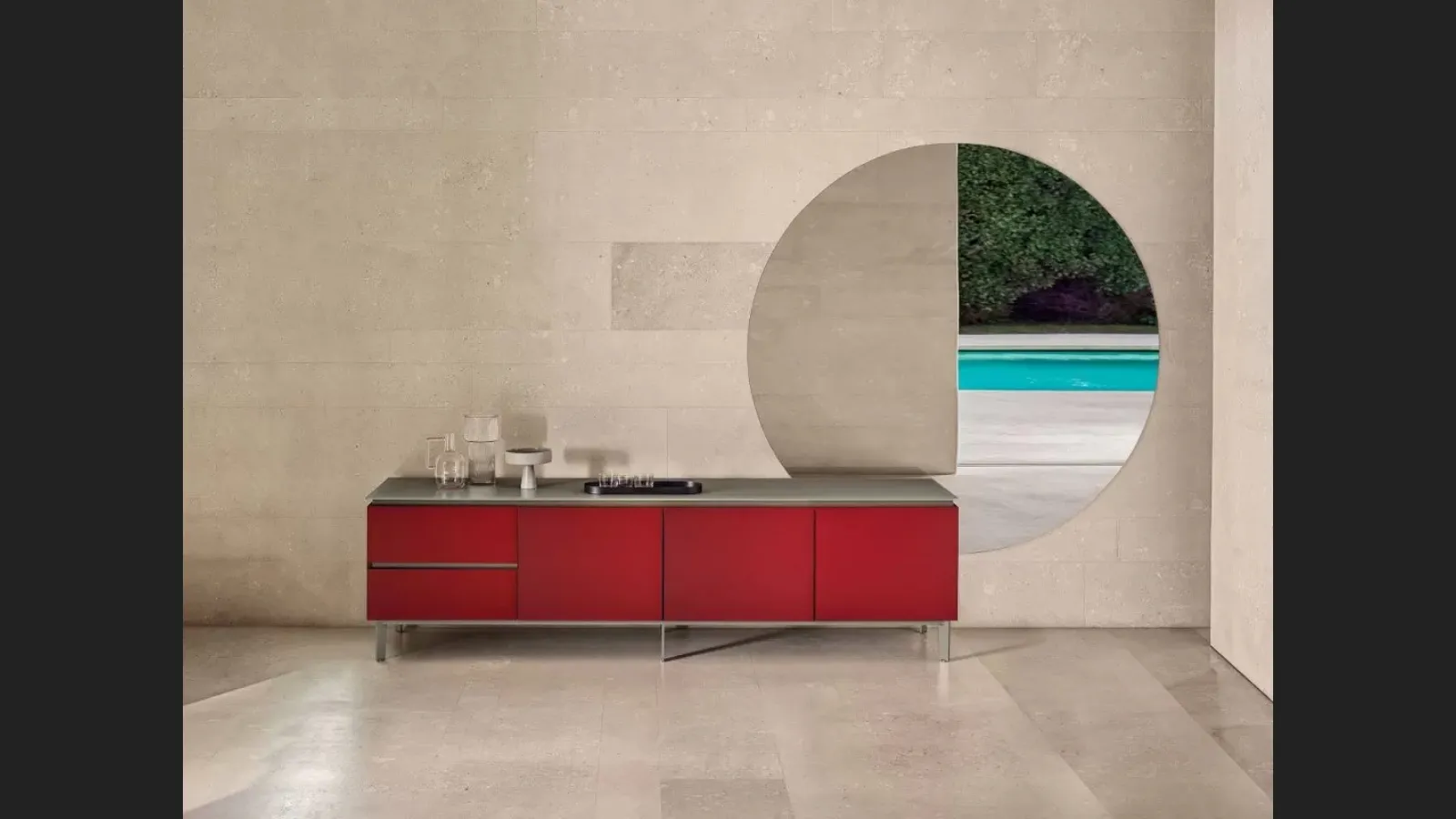 Madia Cosmopolitan in Legno Laccato Rosso di Bontempi