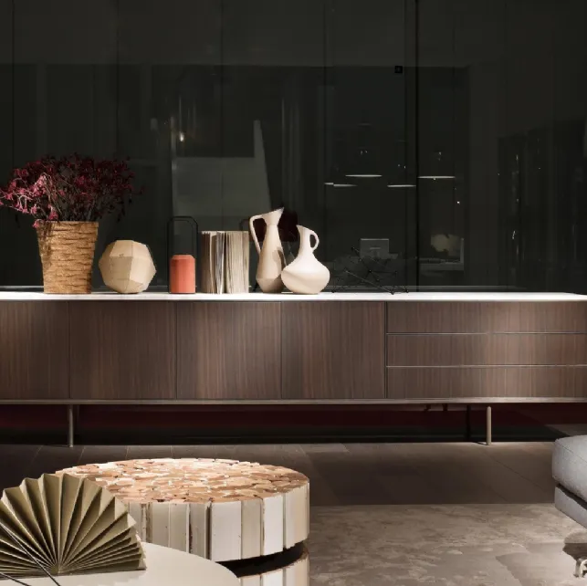 Madia in legno con top in marmo Long Island di Lema