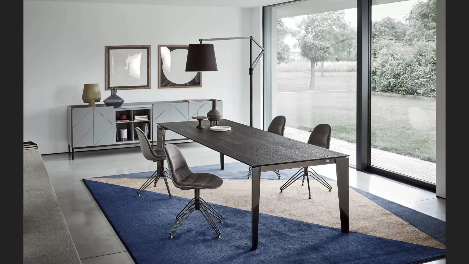 Madia Pica Legno Laccato Decorato Grigio chiaro di Bontempi