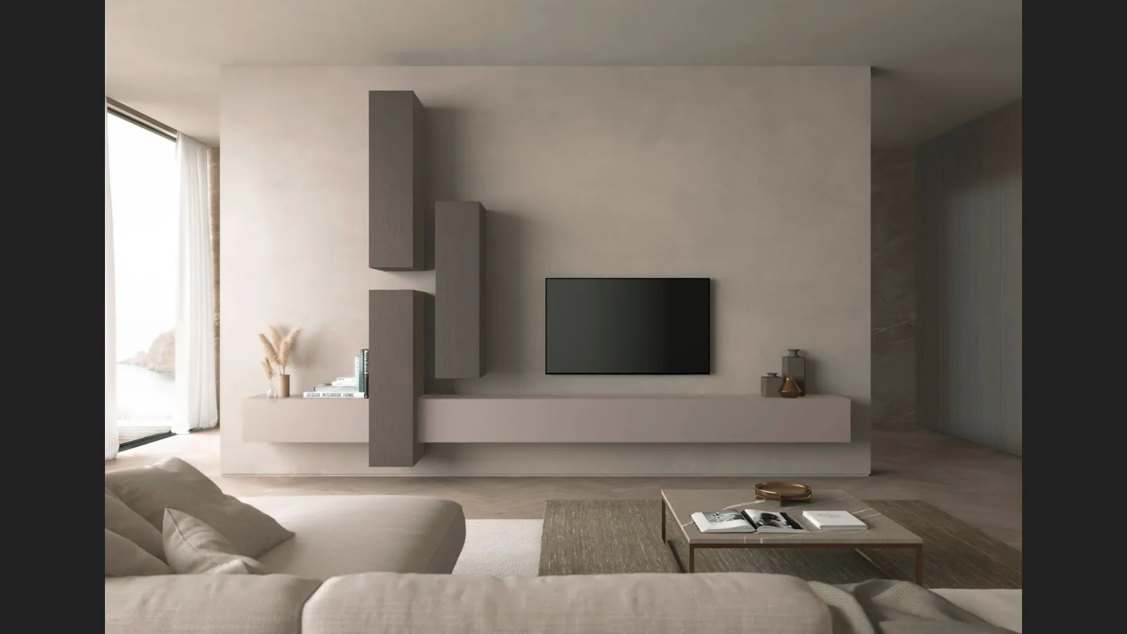 Parete Attrezzata sospesa Cube 6 005 di Olivieri
