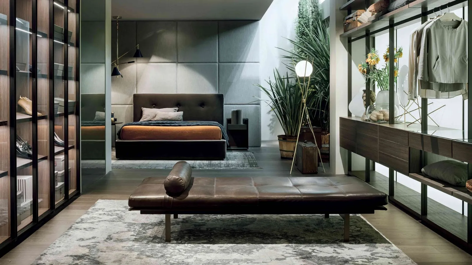 Poltrona Yard Daybed in pelle con struttura in metallo di Lema