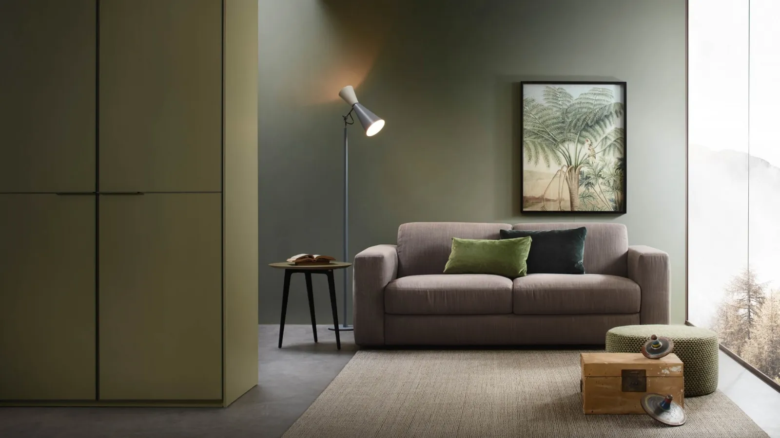 Divano Letto lineare in tessuto imbottito Yaki di Lema