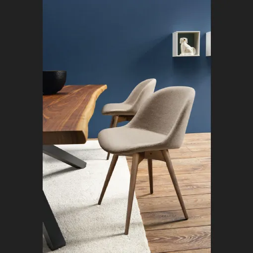 Sedia in tessuto con struttura in legno Sonny S L TS_R di Midj