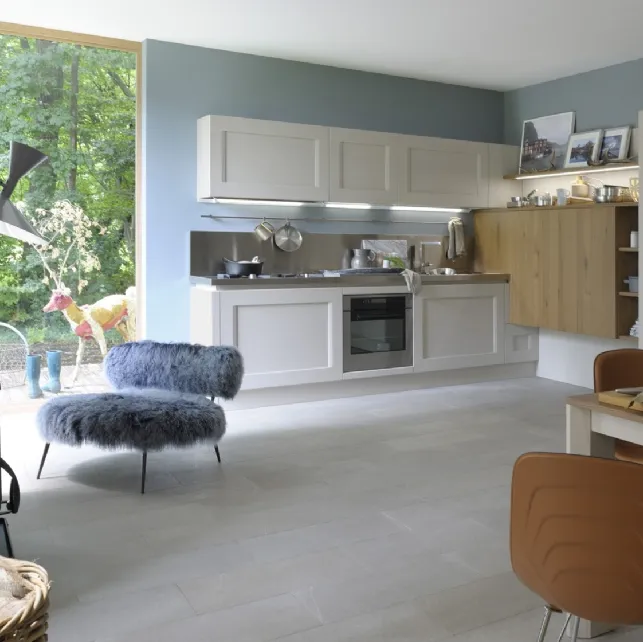 Cucina Moderna Dialogo Shellsystem in Rovere Bianco e Ambrato di Veneta Cucine