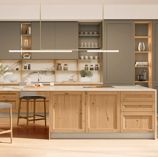 Cucina Moderna in rovere con penisola Milano 01 di Veneta Cucine