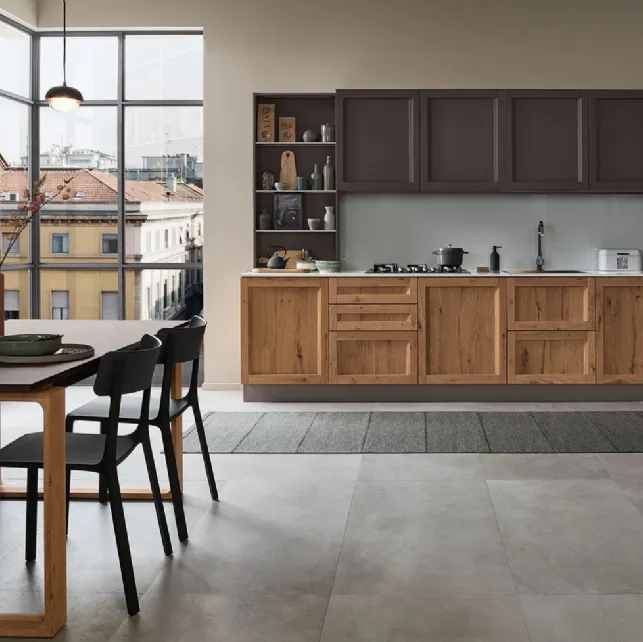 Cucina Moderna angolare Milano 03 in Rovere e laccato Grigio di Veneta Cucine