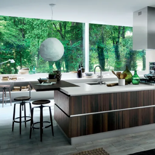 Cucina Moderna Oyster con isola in Rovere Botte di Veneta Cucine