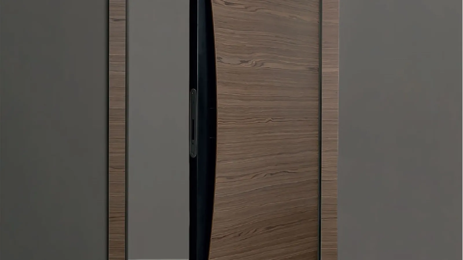 Porta per interni di design in legno noce canaletto con serratura magnetica Blow di Albed