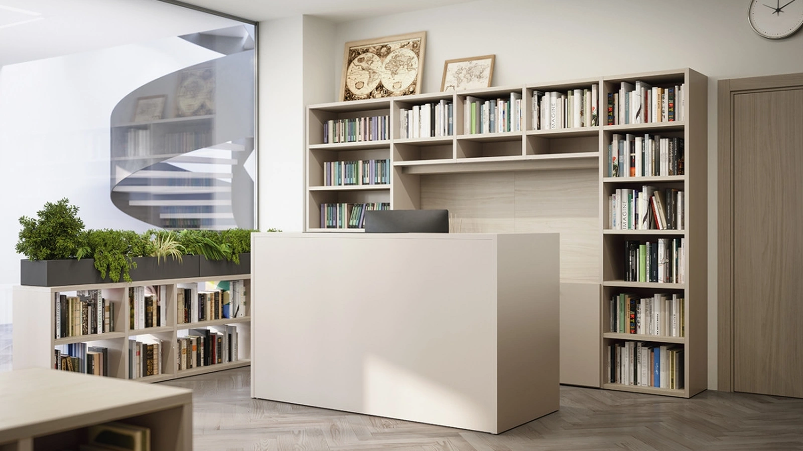 Bancone Reception 16A in melaminico Nuvola Cinquanta3