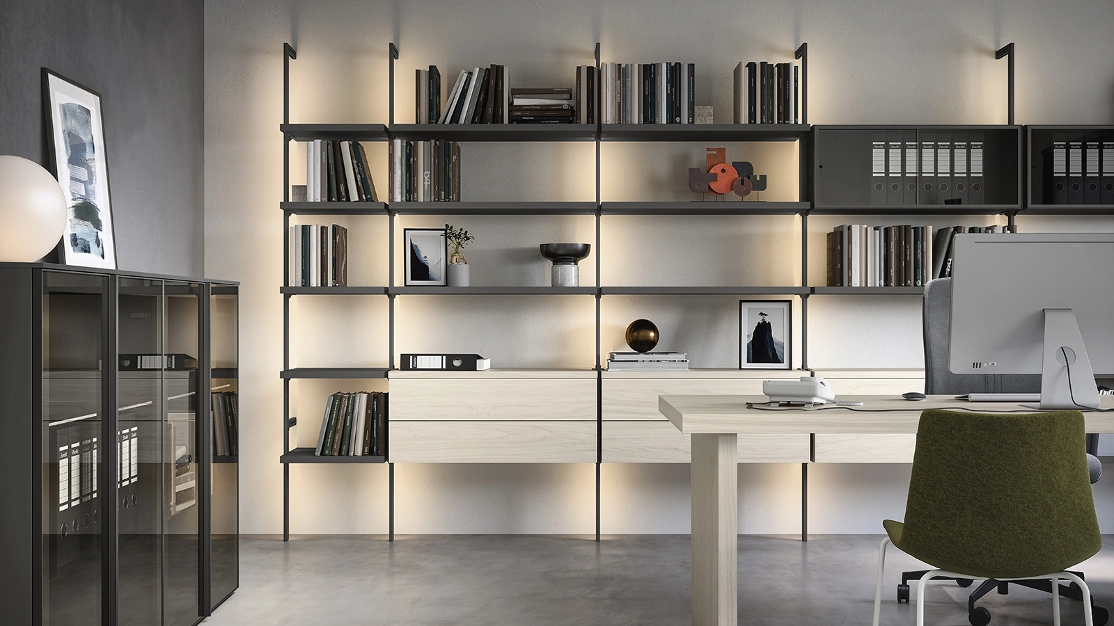 Mobile Ufficio Libreria componibile Sistema Uniko di Cinquanta3