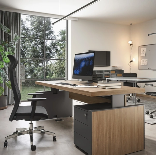 Scrivania Direzionale 01A in melaminico Noce Naturale e Lavagna di Cinquanta3